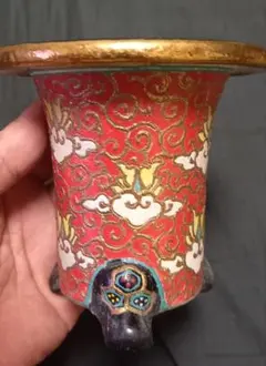 布施覚　万年青鉢　赤唐草宝珠3.5寸 布施覚 万年青鉢 赤唐草宝珠3.5寸