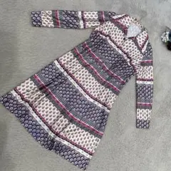 長袖ワンピース　総柄　裏地なし　派手　春秋　舞台衣装　昭和レトロ　良品