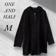 ONE AND HALF メッシュフード付きパーカー 透け感 ポケット 羽織 M