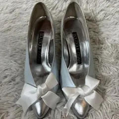 BOUTIQUE OSAKI パンプス　ヒール　リボン　22 1/2