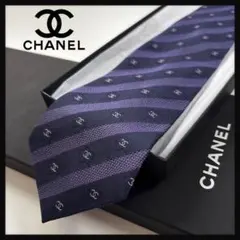 新品未使用】CHANEL ネクタイ カメリア ココマーク ブルー オール