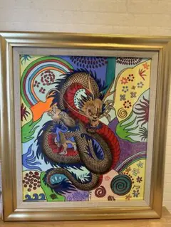 絵画 肉筆手描き 油彩　ジミー大西「竜」サイン F6サイズ　額装済み 絵画 肉筆手描き 油彩 ジミー大西「竜」サイン F6サイズ 額装済み