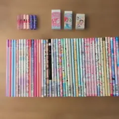 鉛筆 キャラクターその他 44本まとめ売り＋ 消しゴム キャップ