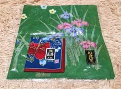 わさび染、藍染 ハンカチ