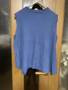 SALE❣️ SO くすみ青ニットベスト ノースリーブ フレアシルエット