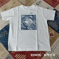葉柄プリント ホワイト Tシャツ M　EDWIN