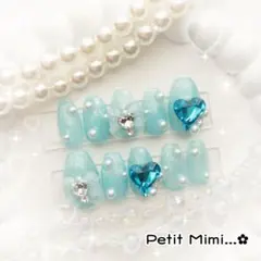 【現品販売】 量産型 ネイルチップ マグネットネイル 【ブルーver】