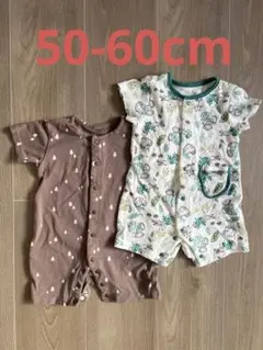 ベビーロンパース ロンパース 新生児 半袖 50-60cm 2枚セット