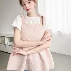 ピンク フリル付きビスチェ Aラインのサムネイル