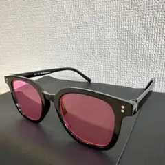 ウェリントン型 サングラス ブラック ピンクレンズ