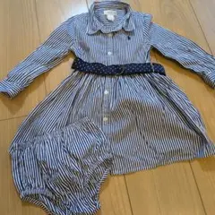 【新品同様】Ralph ストライプ シャツワンピース 18M　マリン