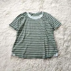 ボーダー 半袖 Tシャツ カットソー グレー グリーン LLサイズ