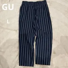 GU ジーユー　シェフパンツ　ネイビー ストライプ カジュアルパンツ　L