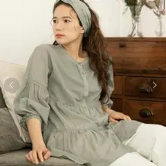 【即日発送】ニコアンド 2WAYティアードボイルチュニック オリーブ