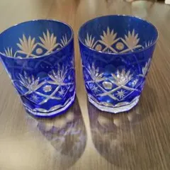 コバルトブルー キリコグラス 2個セット
