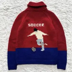 美品 unlimited freak out サッカー柄 カウチン ニット