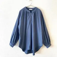 ☆【リンドストーム】カットソー 綿混 バンドカラー ラグランスリーブ LL