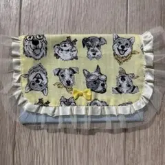 ちょっと大きめ☆移動ポケット④黄色ワンちゃんいっぱい柄