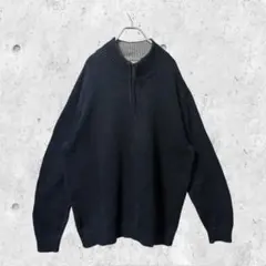 【L.L.Bean】ハーフジップ コットンニット 紺 XL