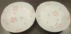 有古窯　美濃焼　桜模様の白い皿 2枚セット
