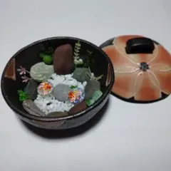 ハンドメイド　ミニチュア箱庭　置物　金魚　陶器　その他