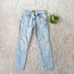 ZARA MAN デニムパンツ ライトブルー ダメージ加工 スリム M