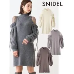 snidel シースルーショルダーミニニットワンピース