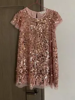 H&M スパンコール ピンクドレス 140