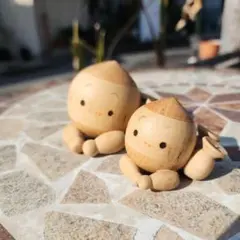 郷土土産　木製どんぐり かわいいキャラクター 置物