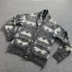 M&S✴︎ショールカラー✴︎ニットカーディガン✴︎グレー/ホワイト✴︎サーフ✴︎ベイフロー