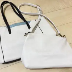 FIRANO ホワイトトートバッグ&ショルダーバッグ