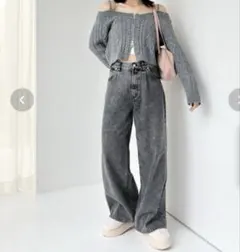 Heather ハイウエストデニムワイドパンツのサムネイル