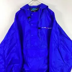 USA古着 90s 企業系 刺繍 ハーフジップ ナイロン アノラックパーカー 青