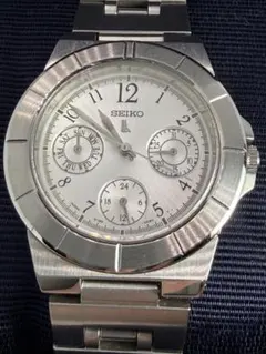 美品 稼働品 SEIKO ルキア クォーツ 新品電池 ライトブルー トリプル