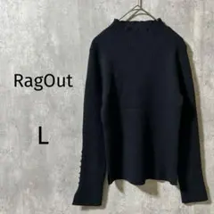 4377【RagOut/ラグアウト】ハイネックリブニット　袖デザインスリット　L