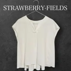 【美品】 STRAWBERRY-FIELDS ホワイト Vネック 半袖シャツ
