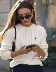 【美品】ラルフローレン大人気カシミヤ混ケーブルニットセーター現行