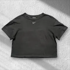 Nike 半袖 Tシャツ ブラック 短丈 リメイク 刺繍ロゴ XL