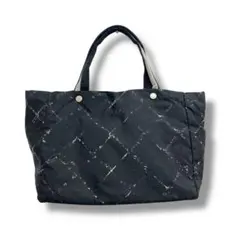 【Y】CHANEL シャネル 旧トラベルライン トートバッグ MM ブラック