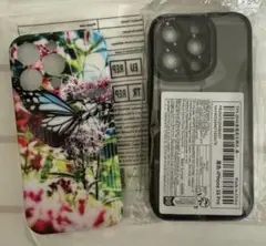 未使用　iPhone 16 Pro 専用ケース 蝶柄　クリアブラック　2個セットのサムネイル