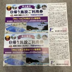 箱根小涌園ユネッサン　下田海中水族館　日帰り施設ご利用券2枚