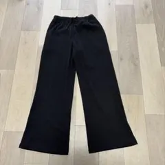 GU GIRLSリブプルオンワイドフレアパンツ 150cm 黒　【匿名配送】