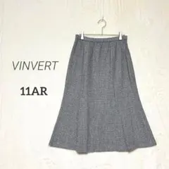 【VINVERT】美品✨ウール混 ラメツイード ひざ丈 フレアスカート きれいめ