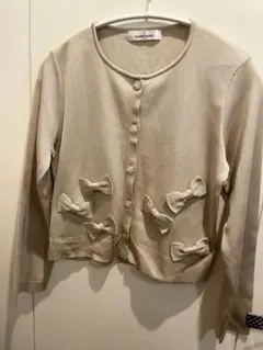 新品未使用　ギャラリービスコンティ ベージュリボンカーディガン　ボレロ