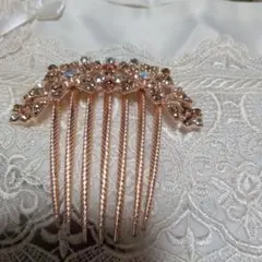 ローズゴールド 花モチーフ ヘアコーム