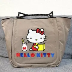 ハローキティ　大きめ　トートバッグ　しまむら　くすみカラー　レトロ　刺繍 大容量