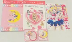 セーラームーン明治チョコレート　ノート　クリアファイル　ヘアゴム　缶ミラーセット