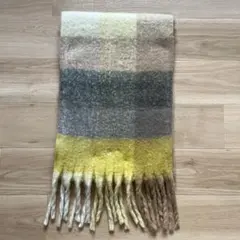 CALLE MICALLE チェック柄フリンジマフラー