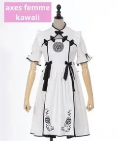 【axes femme kawaii】牡丹刺繍チャイナワンピース 白