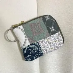 緑L字キーケース ミナペルホネンハンドメイドポーチ カードケース